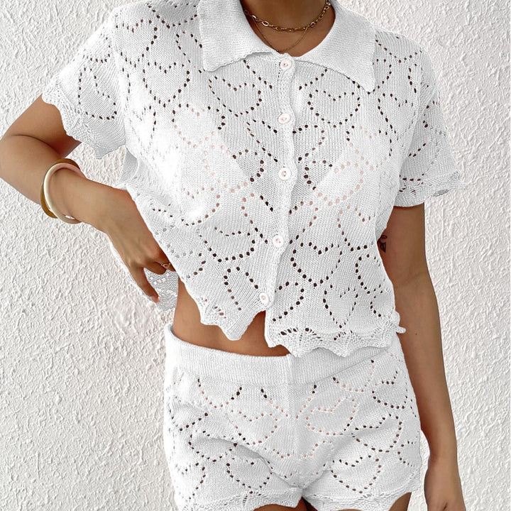 Damen luftiges Häkel-Set mit dekorativen Cut-Outs Drune