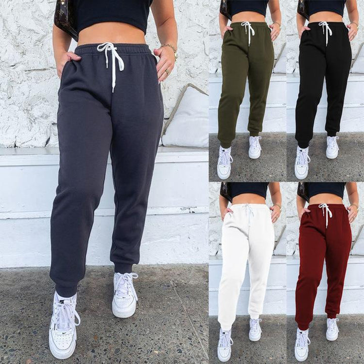 Damen nan taillenhohe tapered Jogginghose mit elastischem Komfortbund, verstellbarem Kordelzug und tiefen Eingrifftaschen Drune