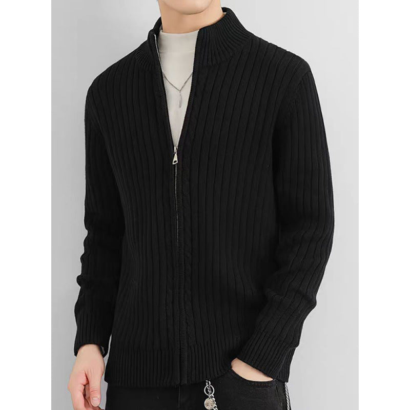 Herren Strickjacke mit durchgehendem Reißverschluss und hochgeschlossenem Kragen Drune