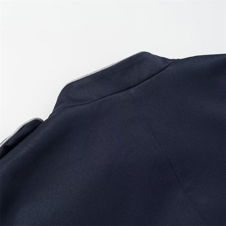 Damen militärisch-inspirierte Paradejacke mit Stehkragen und dekorativer Knopfleiste Drune