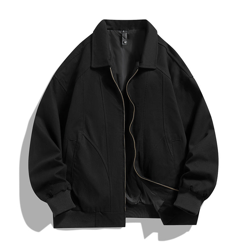 Men's  oversized collared zip-up lined utility bomber jacket with angled welt pockets Drune