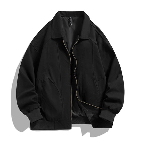 Men's  oversized collared zip-up lined utility bomber jacket with angled welt pockets Drune