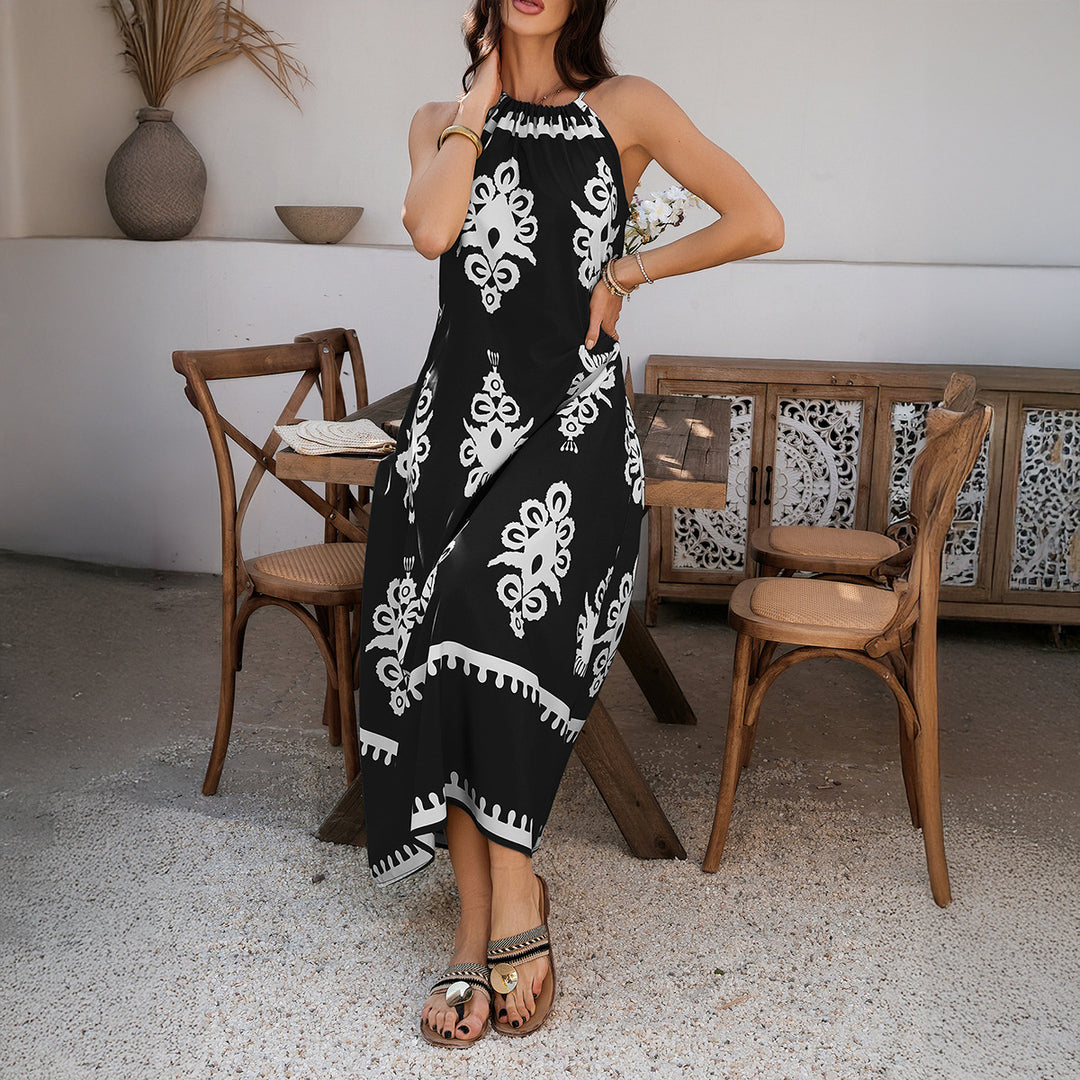 Damen Halterkleid mit verspieltem Muster und asymmetrischem Saum Drune