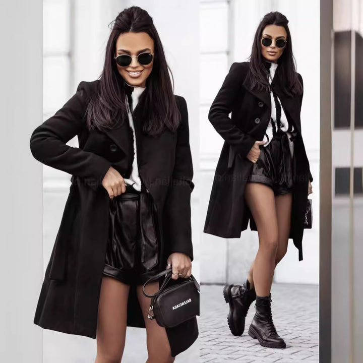 Damen Eleganter Trenchcoat aus hochwertigem Material mit taillierbarem Gürtel und stilvollem Schnitt Drune