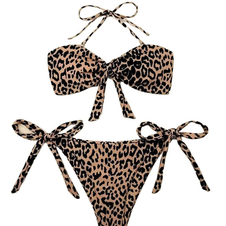 Damen Cutout Leopard Print Bikini Set Drune