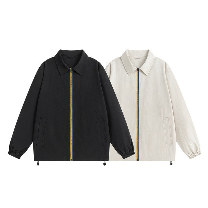 Herren Leichte Outdoor-Harringtonjacke mit Kontrastreißverschluss, Kordelzug & elastischen Bündchen Drune