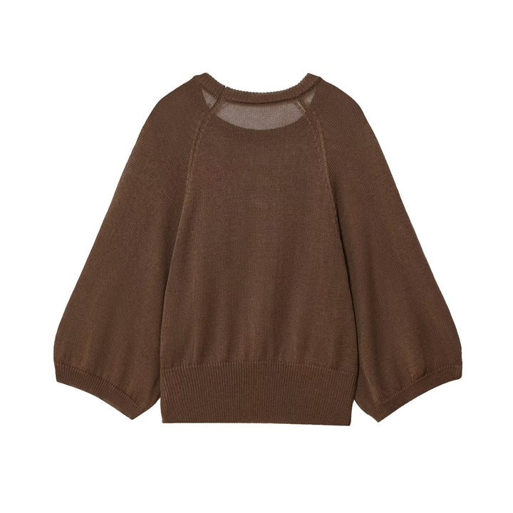 Damen lässiger Pullover mit überschnittenen Ärmeln und Rundhalsausschnitt Drune