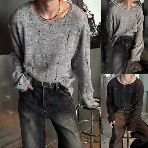 Herren Lässiger, oversized Strickpullover mit Distressed-Details Drune