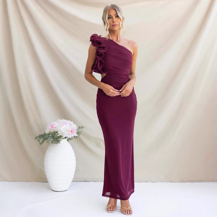 Damen Elegantes Rüschen-Maxikleid mit einem schulterfreien Design und figurbetontem Schnitt Drune