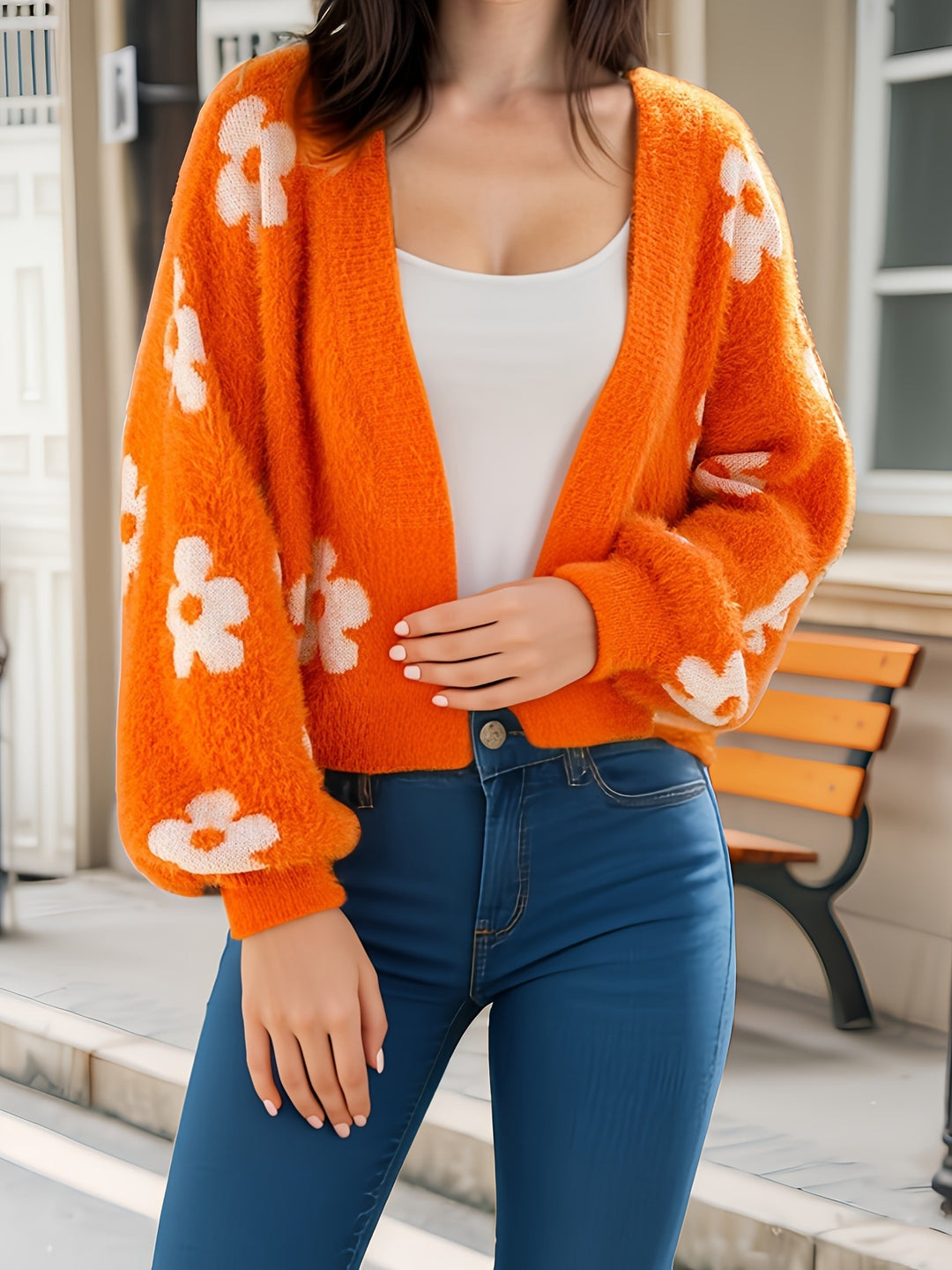 Damen modischer Cardigan mit floralem Design Drune
