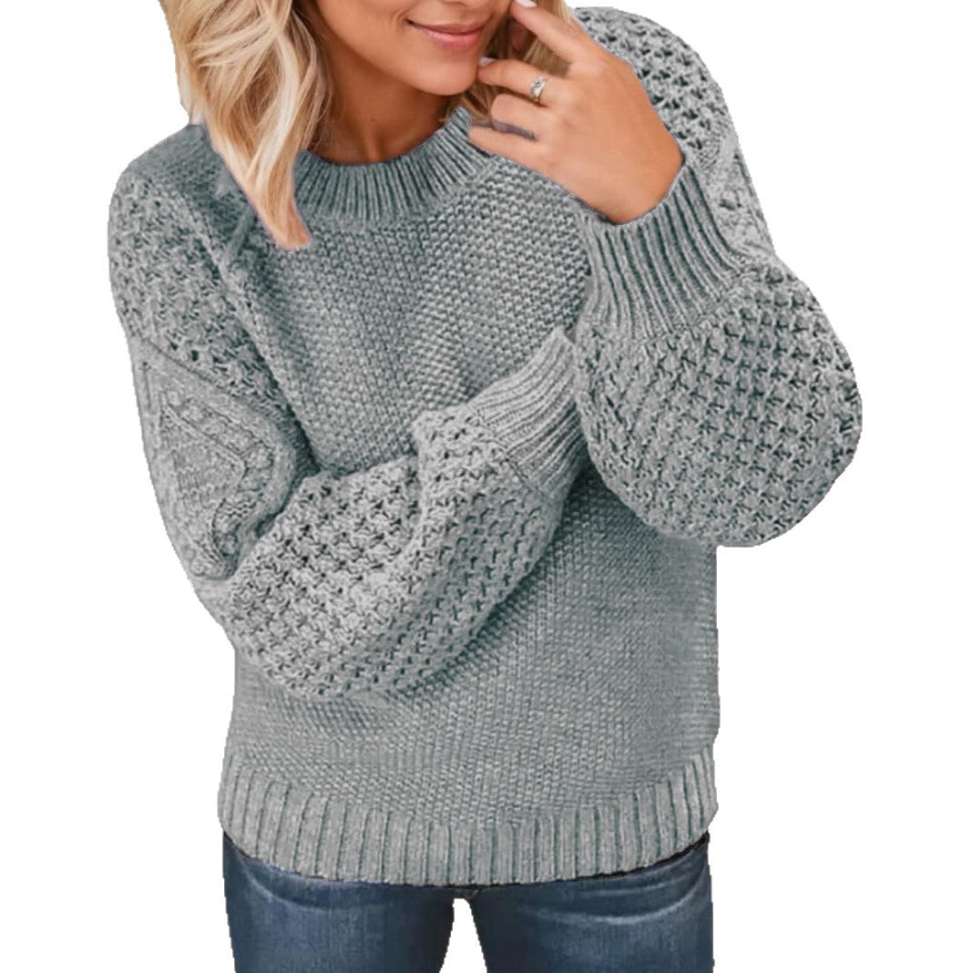 Damen Modischer Strickpullover mit voluminösen Ärmeln und strukturiertem Design Drune