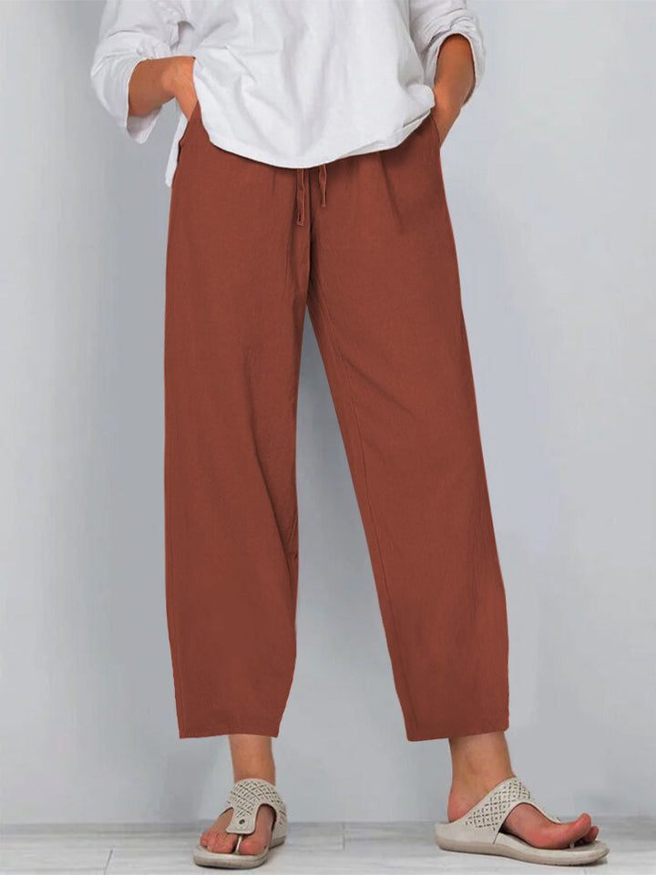 Damen Relaxed Culotte-Hosen mit Kordelzug, Seitentaschen und Knöchellänge Drune