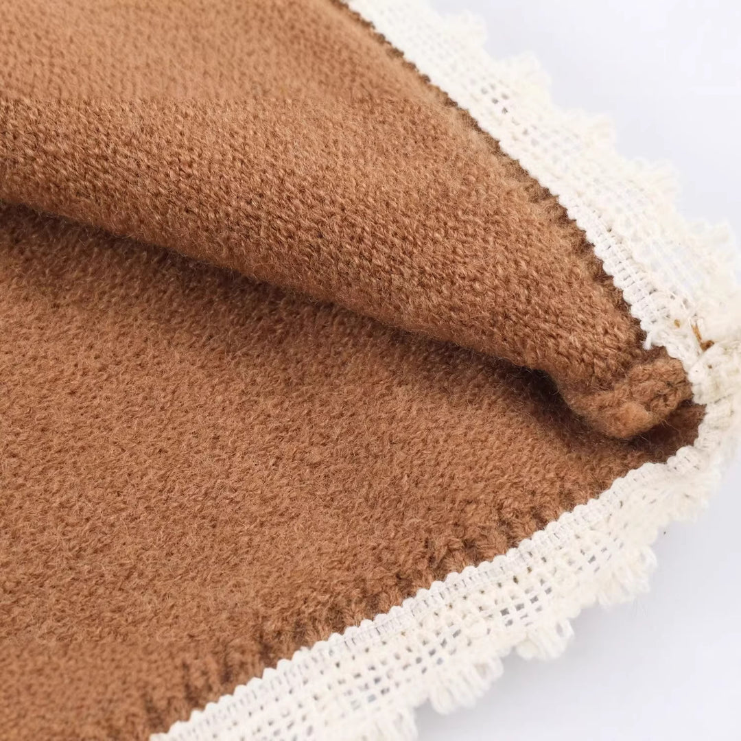 Damen Kuscheliger Oversize-Pullover mit Spitzeneinfassung Drune