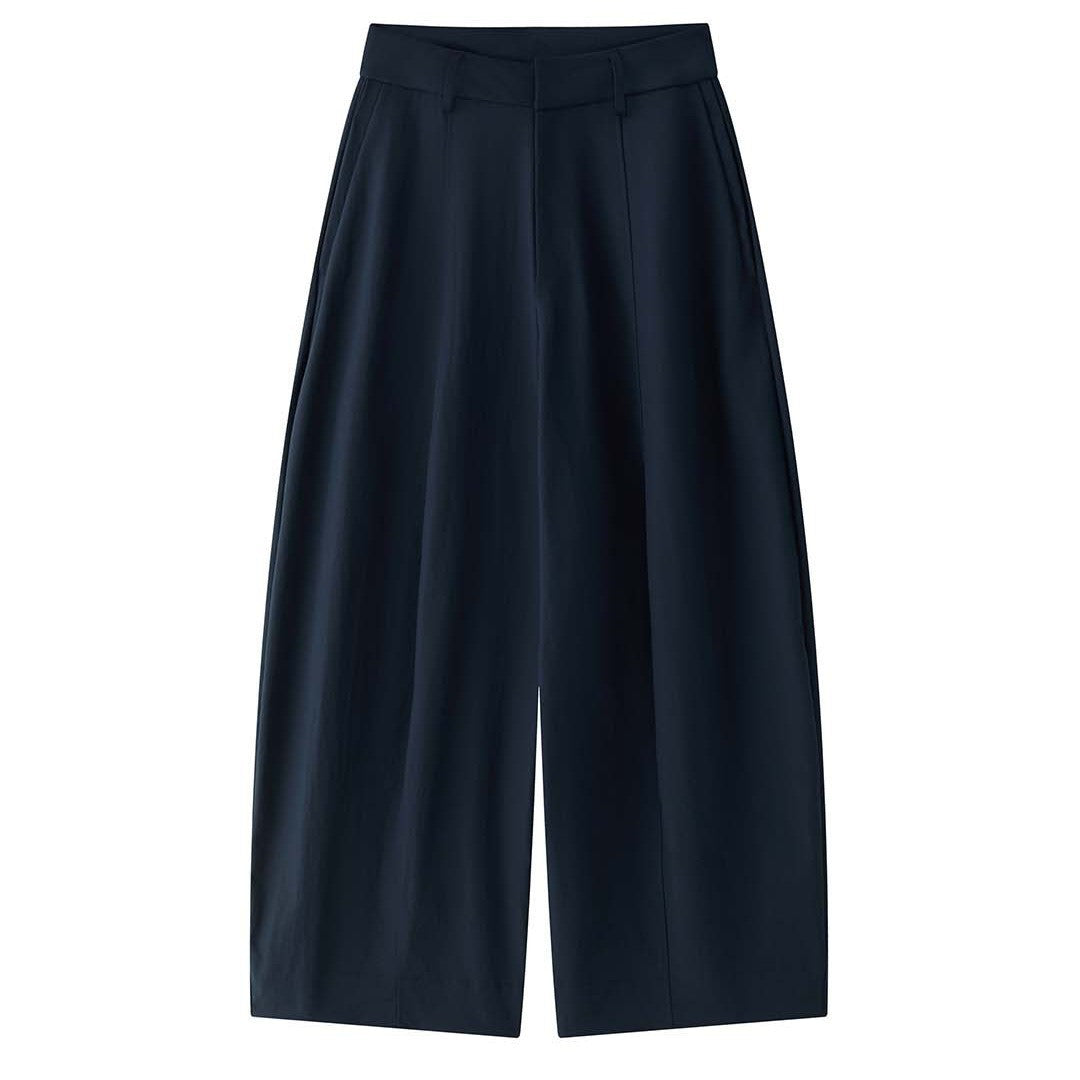Damen Ultraweite hochtaillierte Culotte-Hose mit tiefem Schritt und cleanem Bund Drune