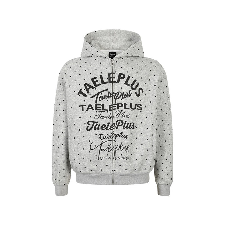 Damen Kapuzen-Sweatjacke mit durchgehendem Reißverschluss, Allover-Pünktchenmuster und mehrfacher Logogestaltung Drune