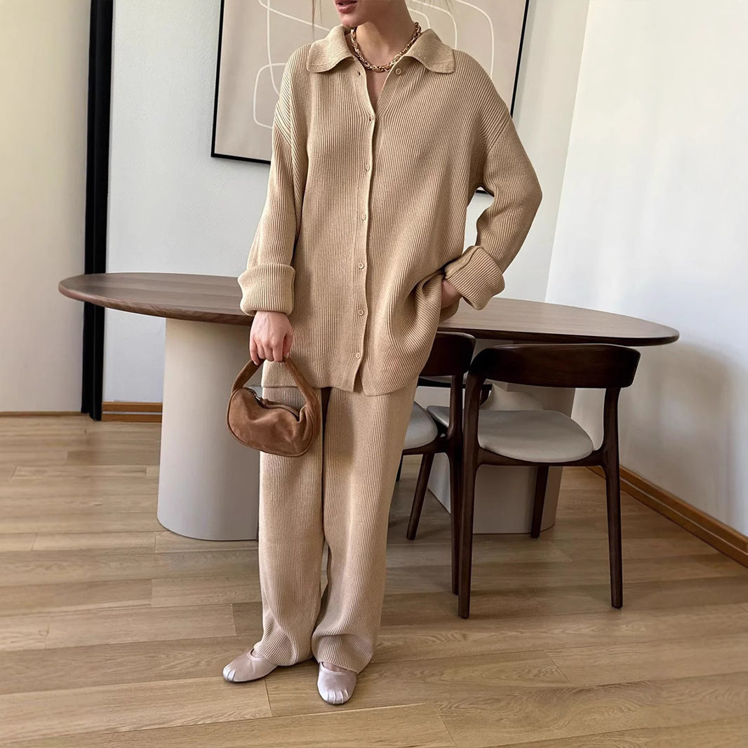 Damen Bequemes Strick-Ensemble aus weicher Baumwolle Drune