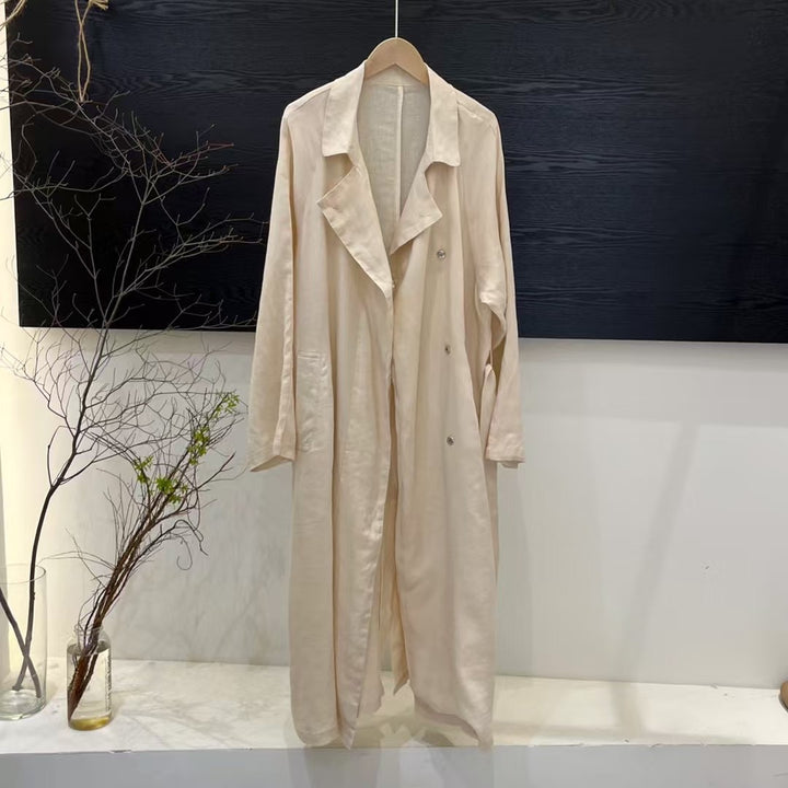 Damen Leinen Trenchcoat Drune