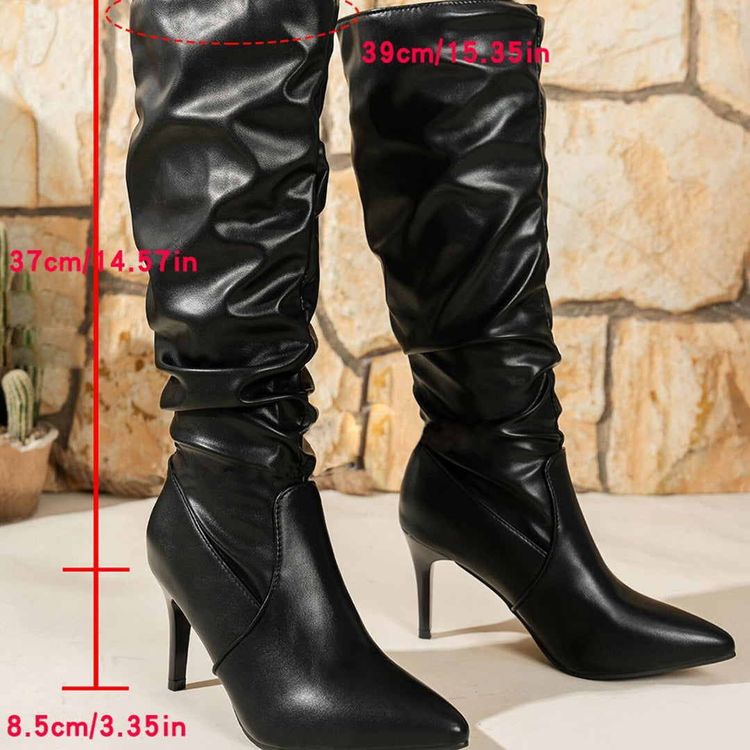 Damen High Heels Stiefel mit gerafftem Design Drune