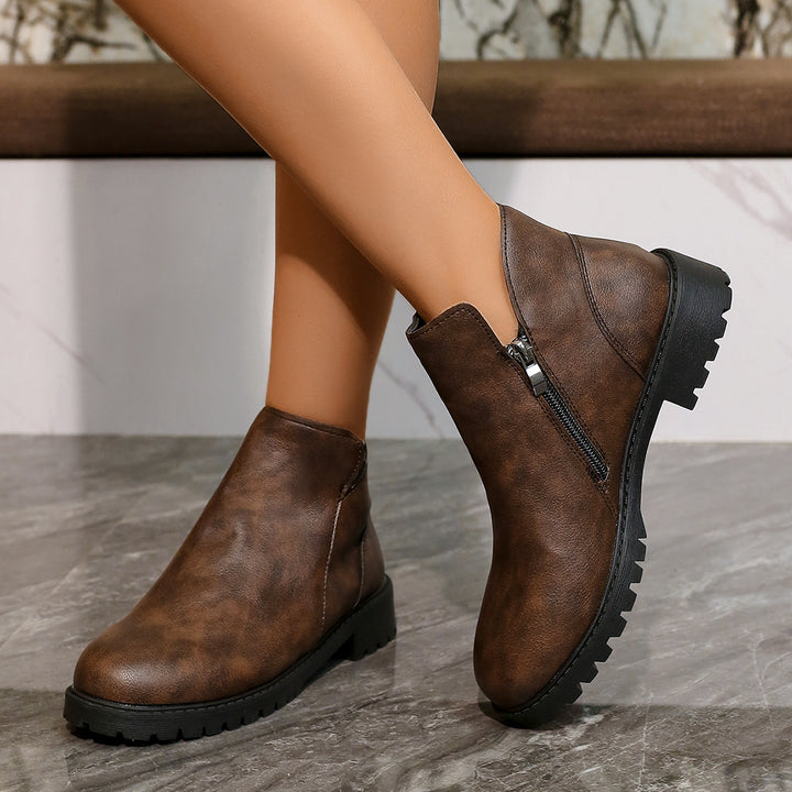 Damen nan kurze Stiefeletten mit profilierter Gummilaufsohle und seitlichem Reißverschluss Drune
