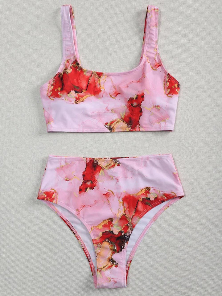 Damen Asymmetrisches Bikini-Set mit geknotetem Oberteil Drune