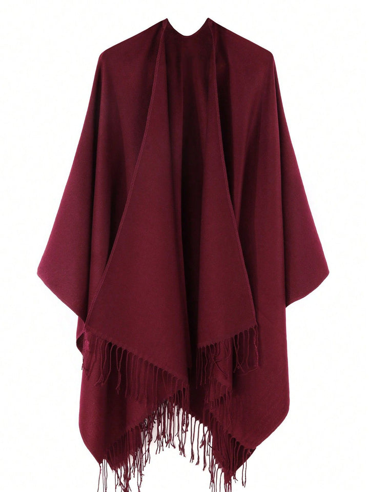 Damen modischer Fransen-Poncho aus weichem Material mit luxuriösem Fall Drune