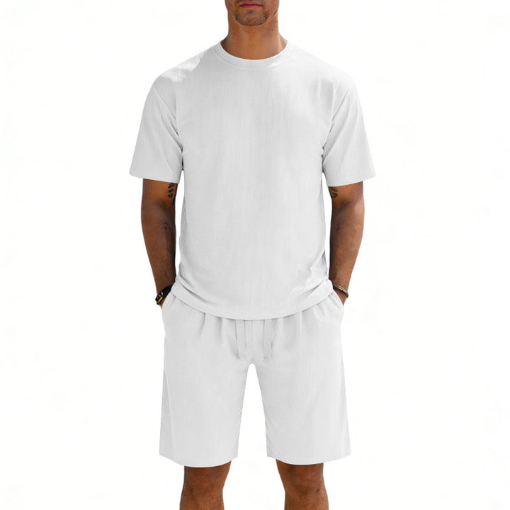 Herren nan Kurzarmshirt- und Bermudakombination aus geripptem Jersey mit elastischem Tunnelzugbund Drune