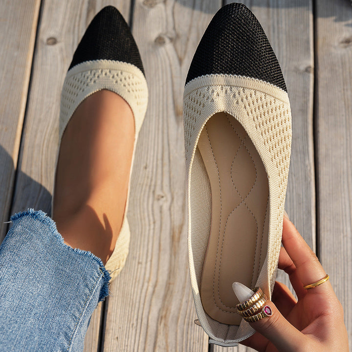 Damen Ballerinas mit kreativem Hahnentrittmuster und flexiblem Fußbett Drune