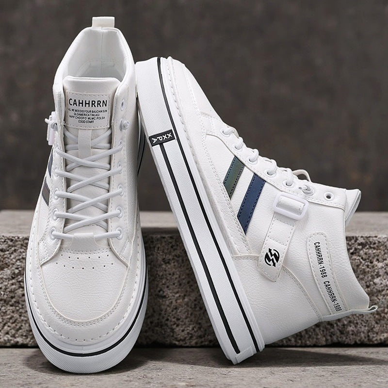 Unisex Mid-Top Street-Sneaker mit verstärkter Cupsohle, dekorativem Gurt und gepolstertem Knöchelkragen Drune