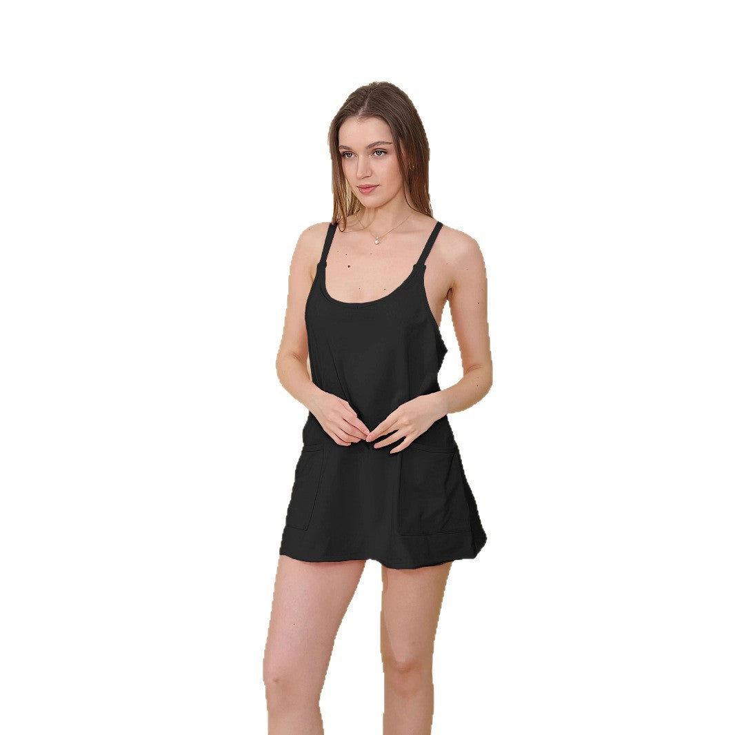 Damen Freizeitkleid mit praktischen Taschen und verstellbaren Trägern Drune