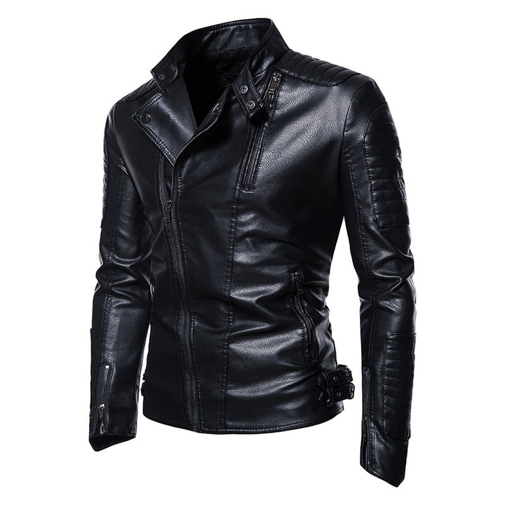 Herren Kunstleder‑Bikerjacke mit gesteppter Schulter‑ und Ärmelpartie Drune