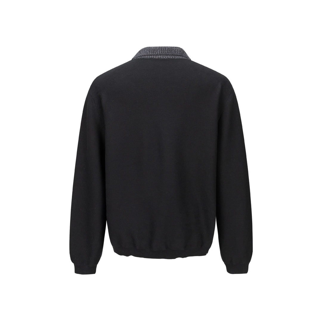 Herren Feinstrick-Polo-Pullover mit Strukturkragen und Knopfleiste Drune
