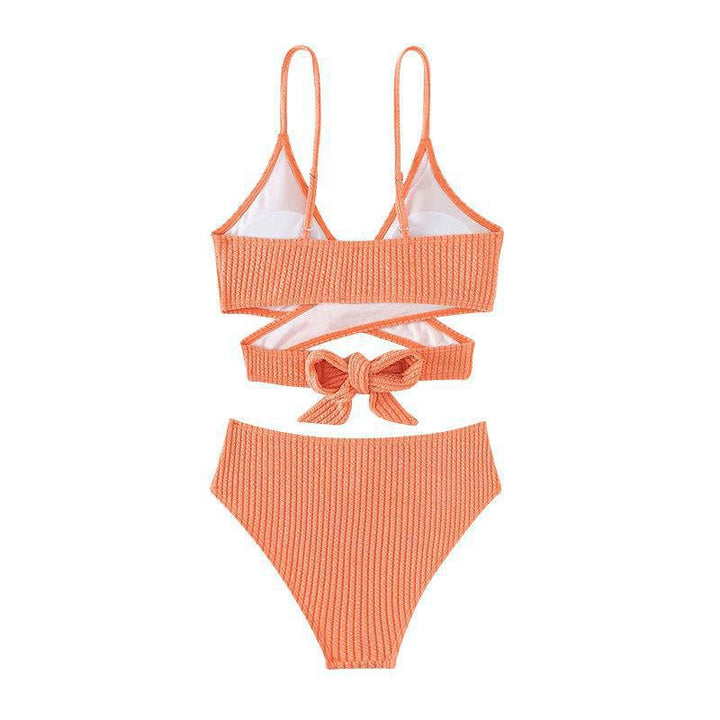 Damen High-Waist Bikini-Set mit gekreuztem Oberteil Drune