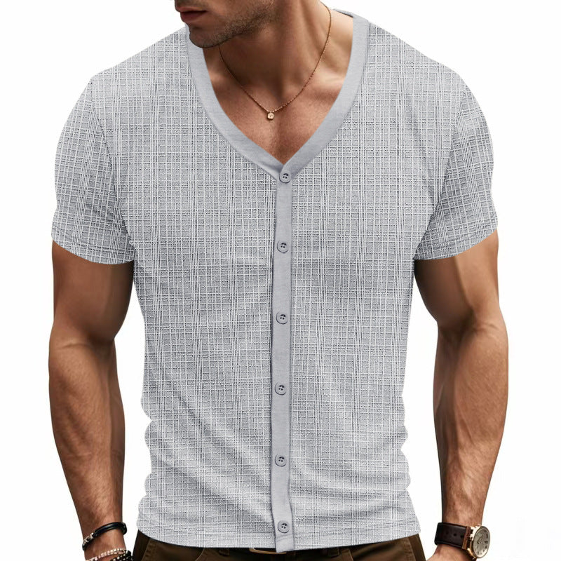 Herren kurzärmliges Cardigan Hemd Drune