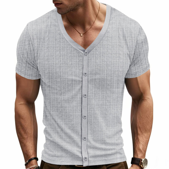 Herren kurzärmliges Cardigan Hemd Drune