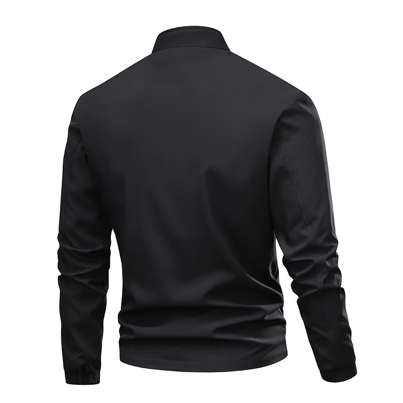 Herren Minimalistische Softshell-Bomberjacke mit Stehkragen, elastischen Bündchen & durchgehendem Reißverschluss Drune