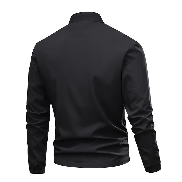 Herren Minimalistische Softshell-Bomberjacke mit Stehkragen, elastischen Bündchen & durchgehendem Reißverschluss Drune