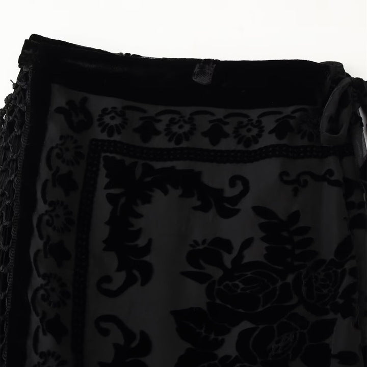 Damen Wickelrock mit eleganter Fransenverzierung und floralem Muster Drune