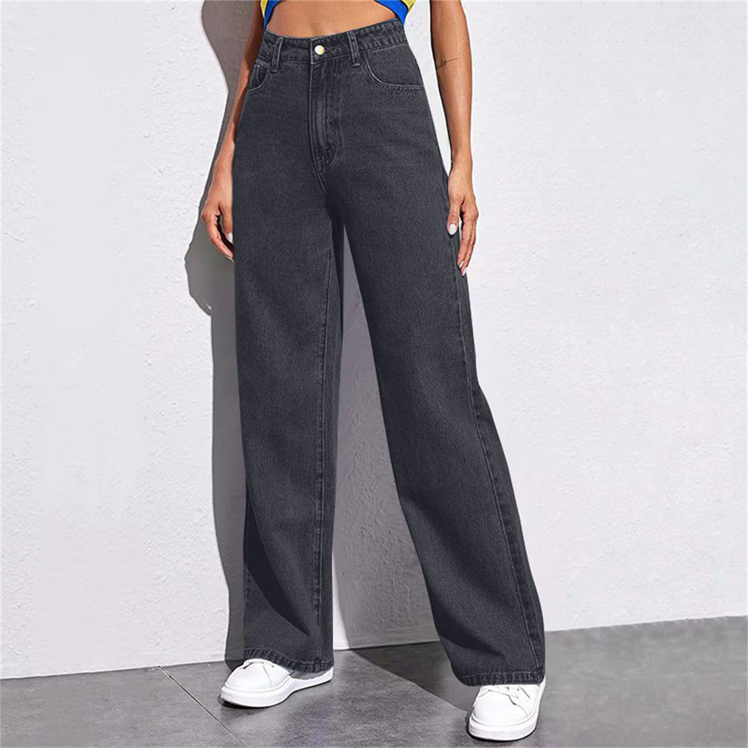 Damen nan hochgeschnittene weite Denim-Hose mit extra weitem Bein und taillierendem Bund Drune