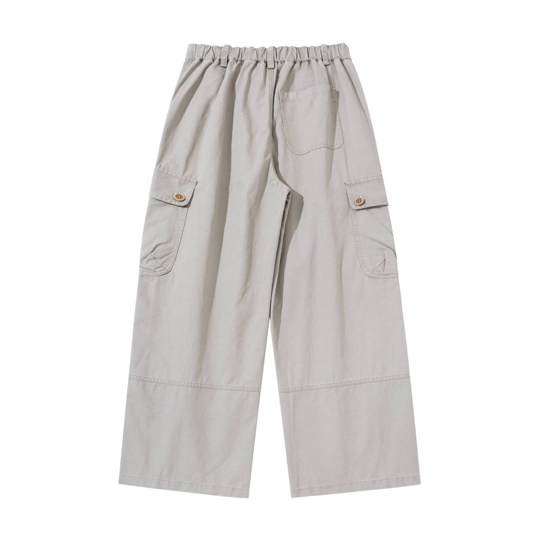 Damen hochgeschnittene Cargo‑Hose mit weitem Bein und Klappentaschen Drune