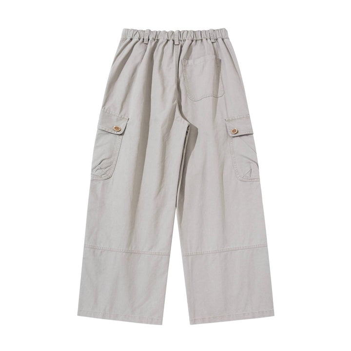 Damen hochgeschnittene Cargo‑Hose mit weitem Bein und Klappentaschen Drune