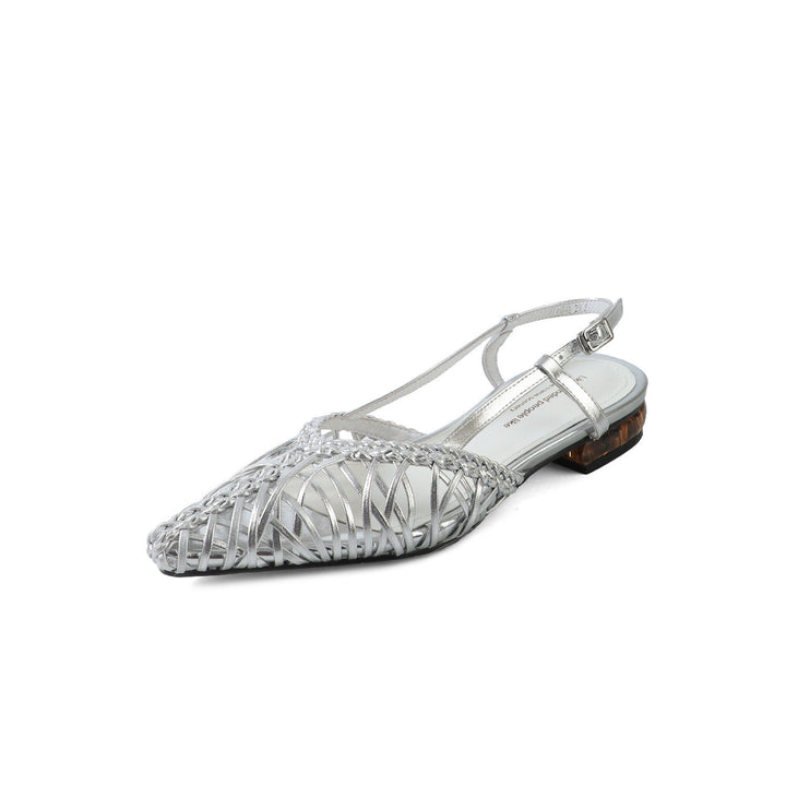 Damen Gewebte Slingback Ballerinas mit Verstellbarem Riemen Drune