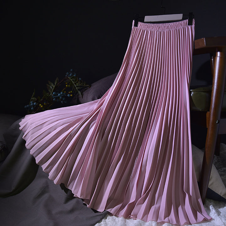 Damen Plissierter Midi-Rock mit elastischem Bund und elegantem Fall Drune