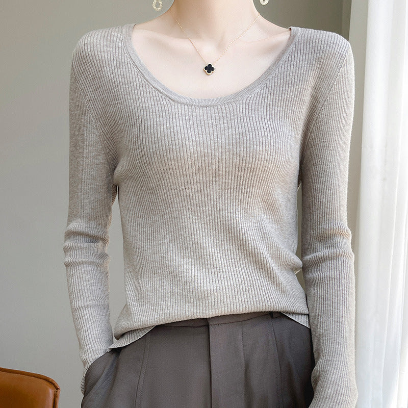 Damen Langarmshirt mit feinem Rippenmuster und weichem Material Drune