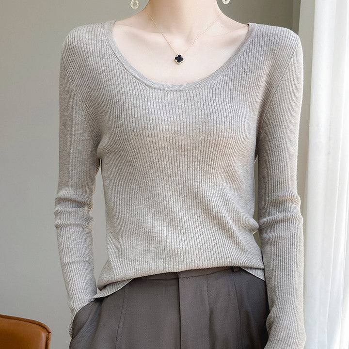 Damen Langarmshirt mit feinem Rippenmuster und weichem Material Drune