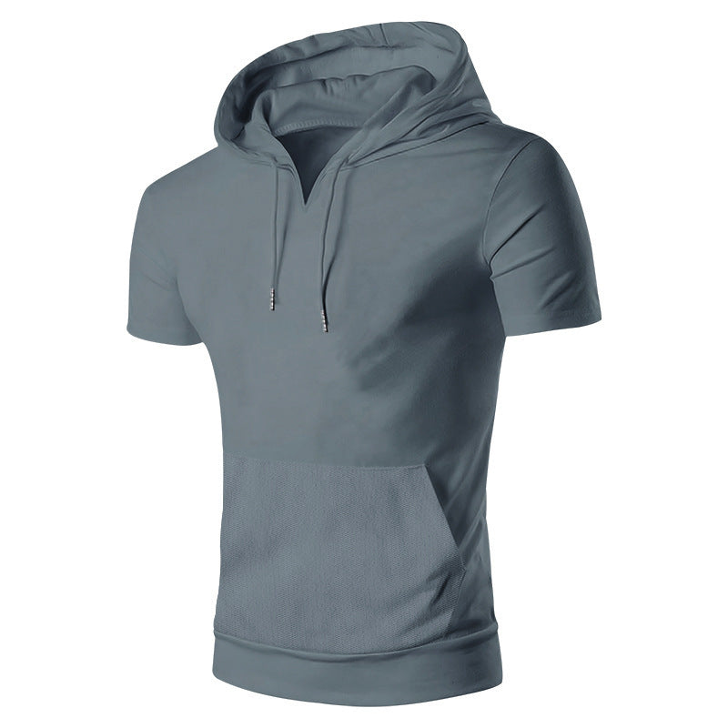 Herren lässiges Kapuzenshirt mit V-Ausschnitt und praktischer Bauchtasche Drune