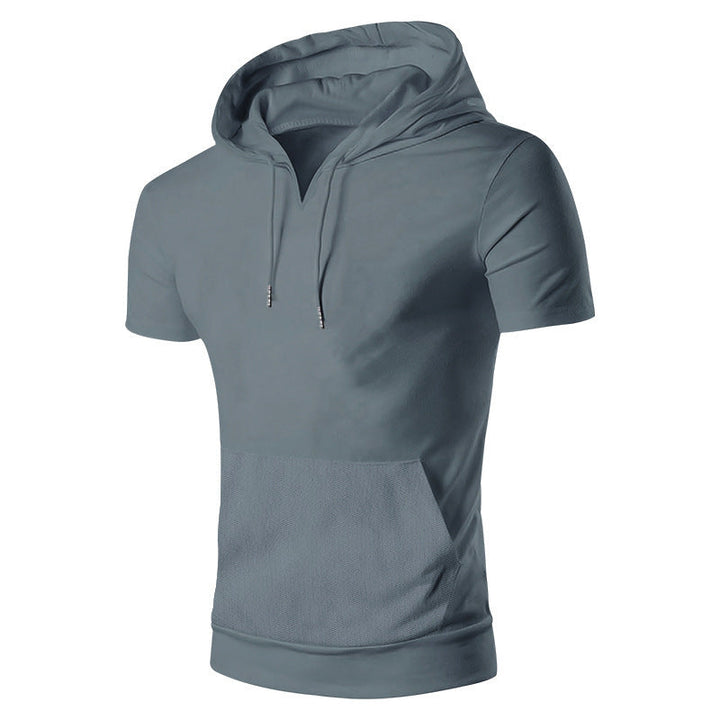 Herren lässiges Kapuzenshirt mit V-Ausschnitt und praktischer Bauchtasche Drune