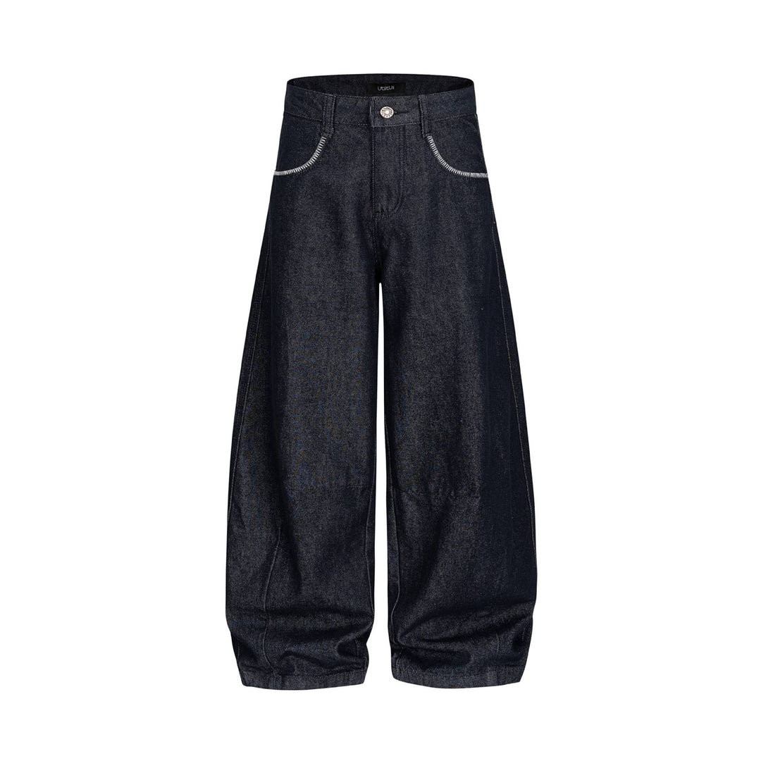 Damen Weite Denim-Hose im Culotte-Style mit hohem Bund und elastischem Saum Drune