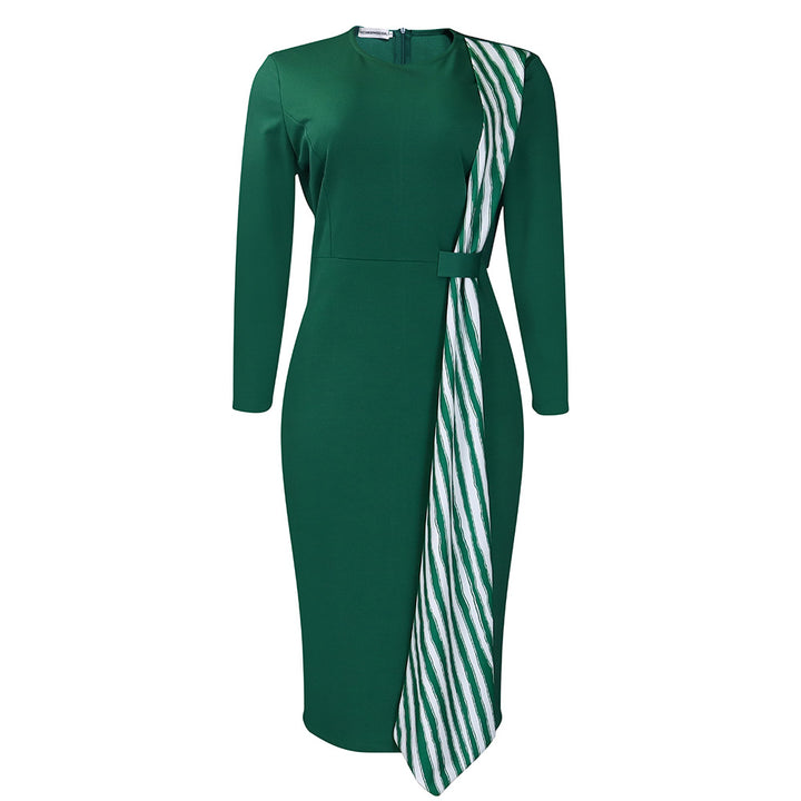 Damen elegantes Kleid mit asymmetrischem Bindedetail und schmalem Schnitt Drune