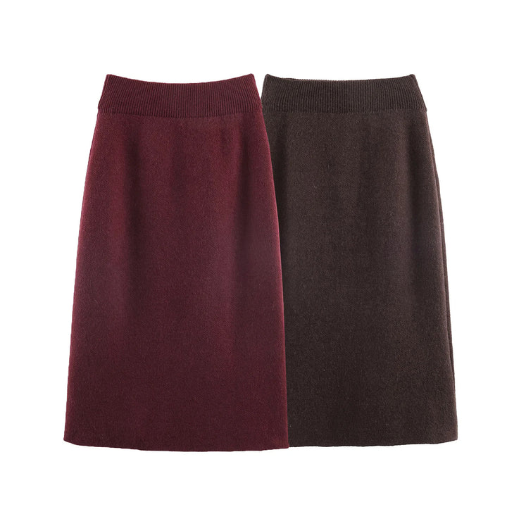 Damen nan knielanger A-Linien Strickrock aus Wollmix mit elastischem Bund Drune