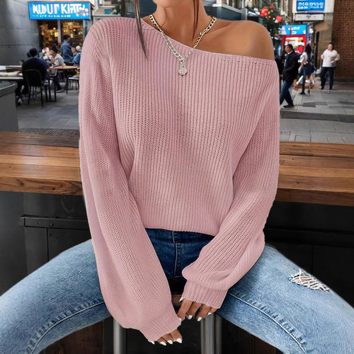 Damen lässiger Pullover mit asymmetrischem Schnitt und überschnittenen Schultern Drune